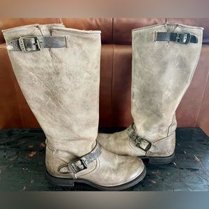 Frye Veronica Slouch Distressed Grey Riding Boots 76608 Size US 7